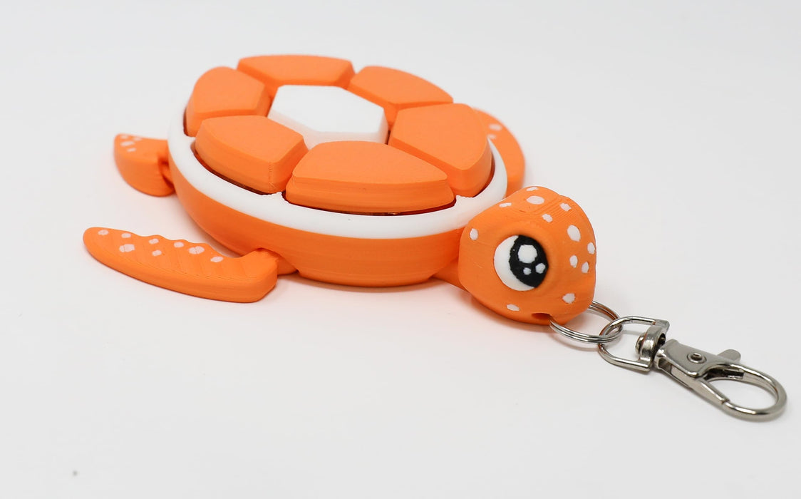 Fruit Turtle Fidget Clicker Keychain 3D Printed - Sensory Stress Relief Toy for Autism, ADHD, Anxiety, and Fidgeting (Kiwi Turtle)