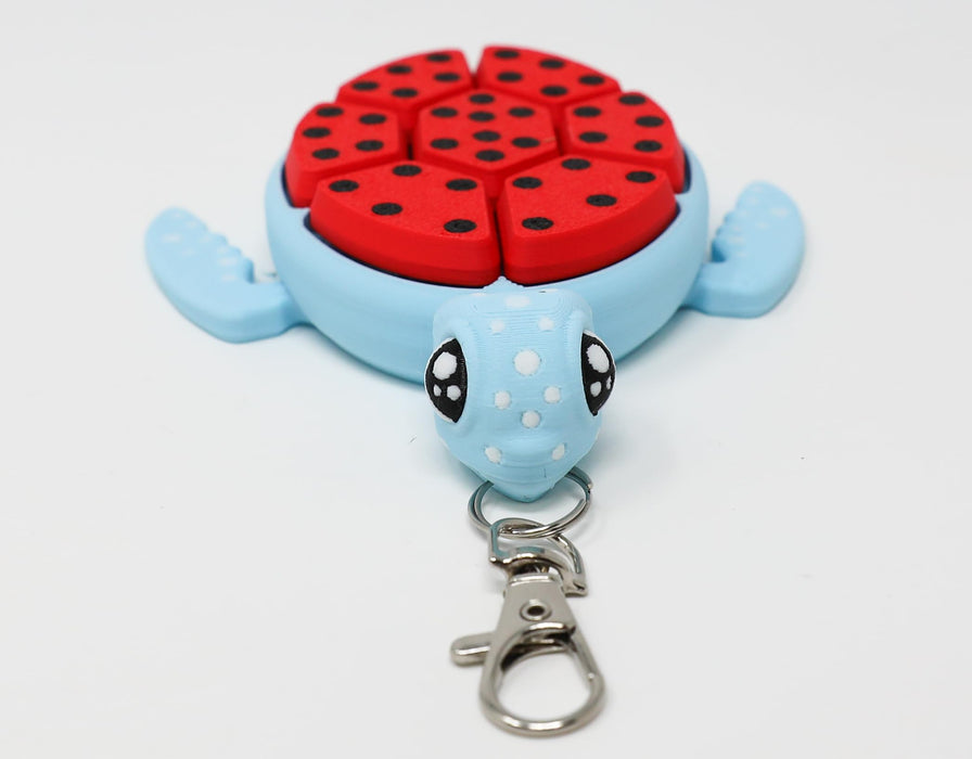 Fruit Turtle Fidget Clicker Keychain 3D Printed - Sensory Stress Relief Toy for Autism, ADHD, Anxiety, and Fidgeting (Kiwi Turtle)