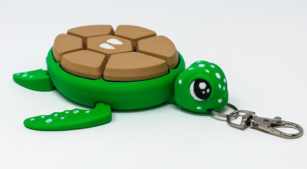 Fruit Turtle Fidget Clicker Keychain 3D Printed - Sensory Stress Relief Toy for Autism, ADHD, Anxiety, and Fidgeting (Kiwi Turtle)