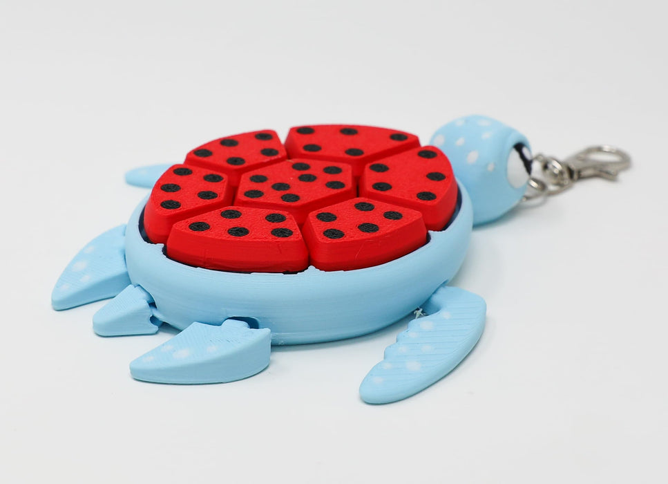 Fruit Turtle Fidget Clicker Keychain 3D Printed - Sensory Stress Relief Toy for Autism, ADHD, Anxiety, and Fidgeting (Kiwi Turtle)