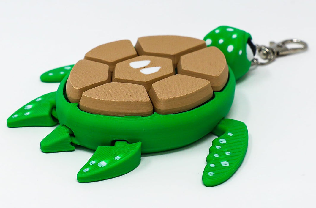 Fruit Turtle Fidget Clicker Keychain 3D Printed - Sensory Stress Relief Toy for Autism, ADHD, Anxiety, and Fidgeting (Kiwi Turtle)