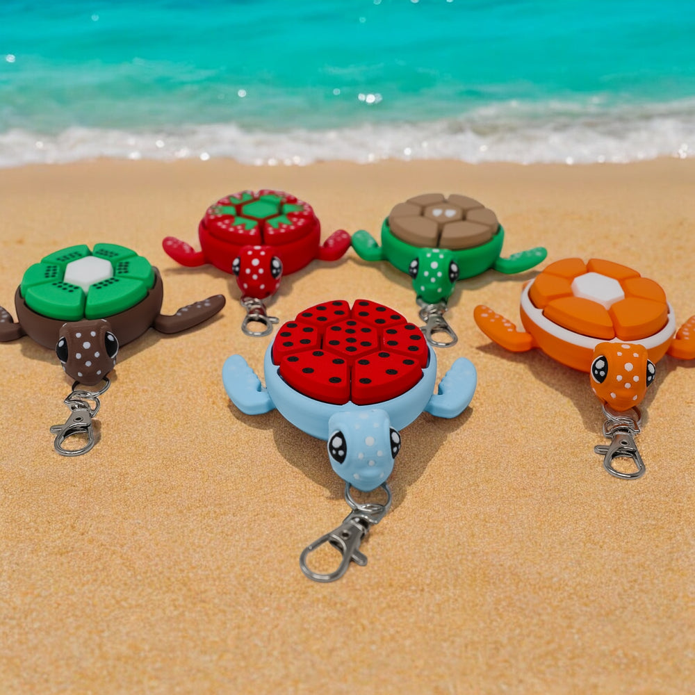 Fruity Turtle Keychain with Clicker – 3D Printed Fidget Toy for Stress Relief & All-Age Fun!